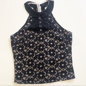UO KIMCHI BLUE Lace Top Color Black/Cream Size S